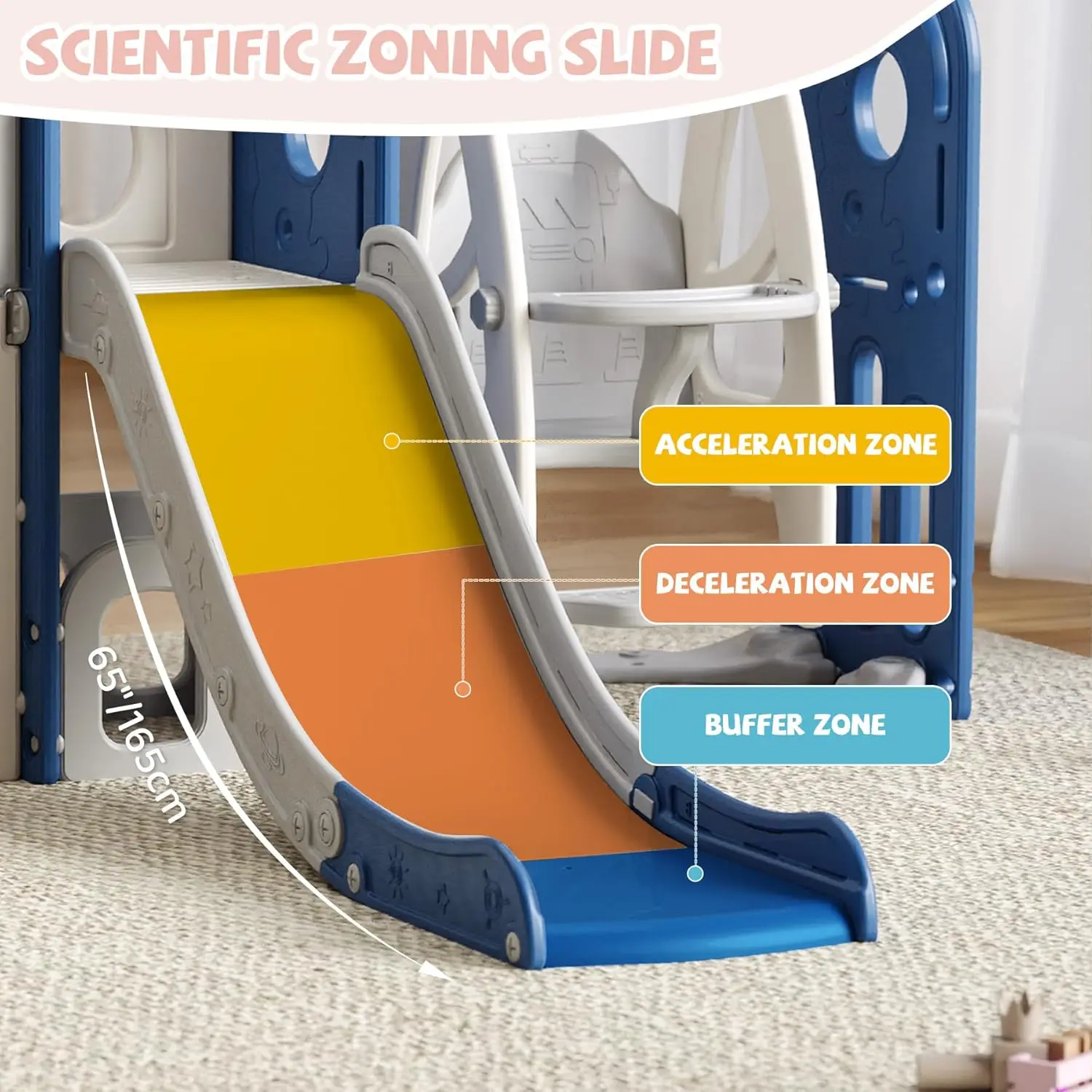 Slide para crianças, balanço e escorregador para crianças, conjunto interno e externo para crianças com cesta de basquete e conjunto de bola