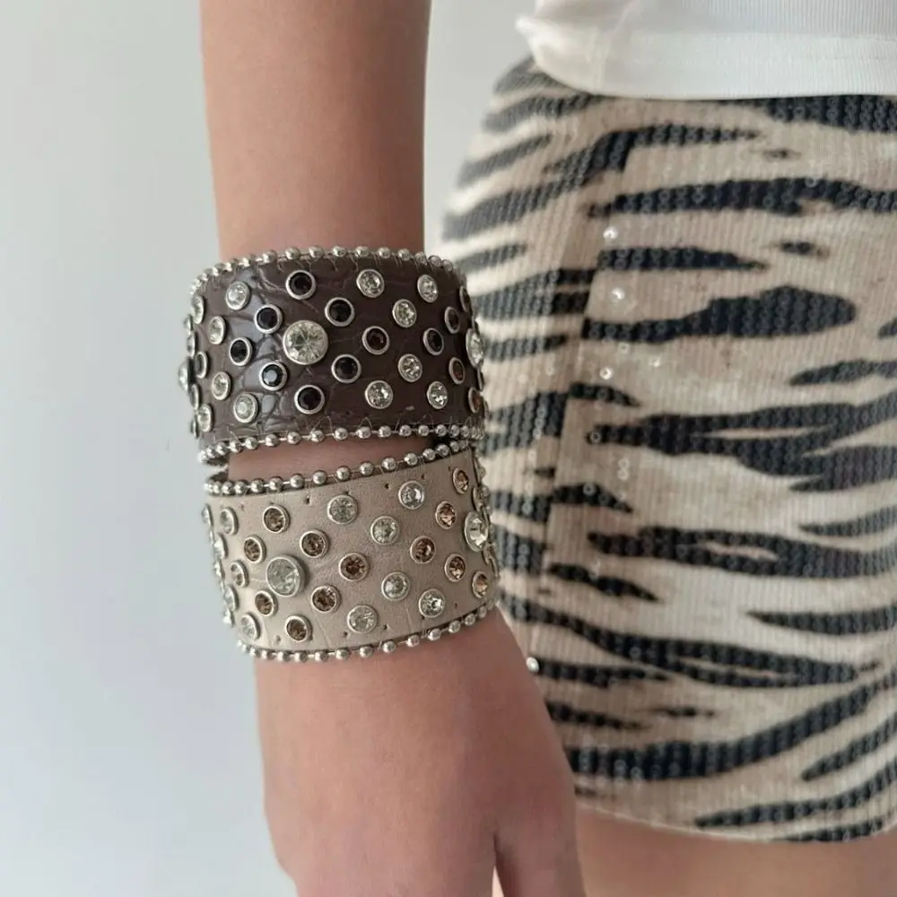New New Punk Hip-Hop Rhinestone Bracelet Retro Western Wasteland Hottie Snap Bracelet Leather Y2k Jewelry Buckle Bracelet For Women - Aliexpress Deal