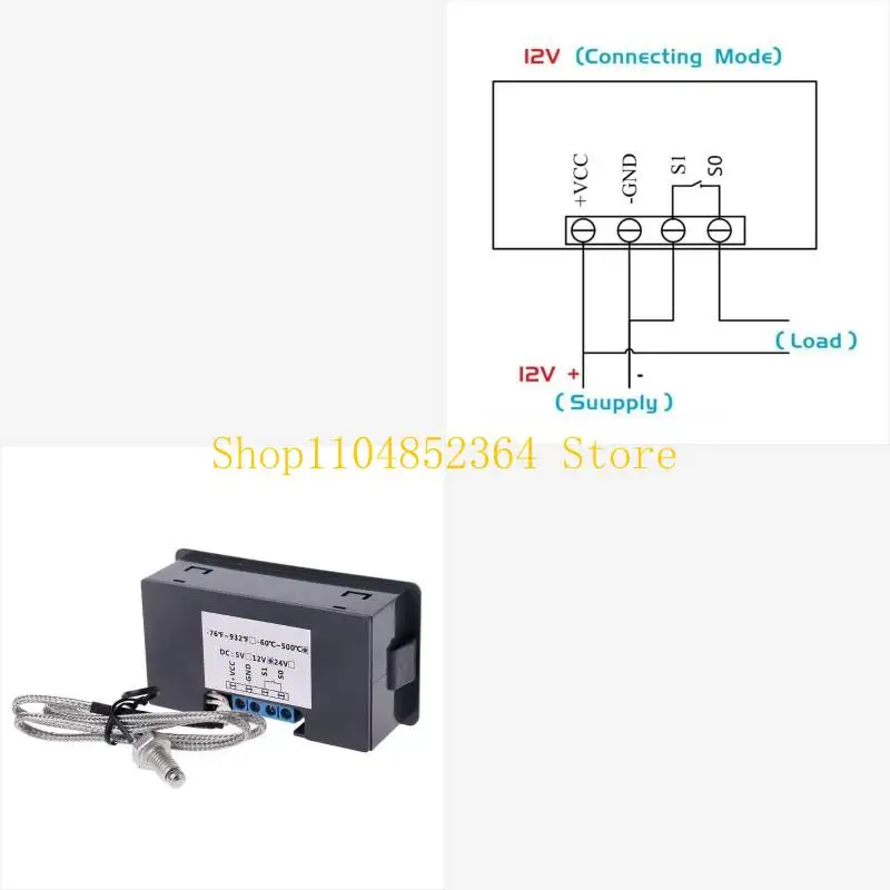 

Digital Temperature Controller Output K-type Thermocouple 12V Measuring -60~500℃ Used for Industrial