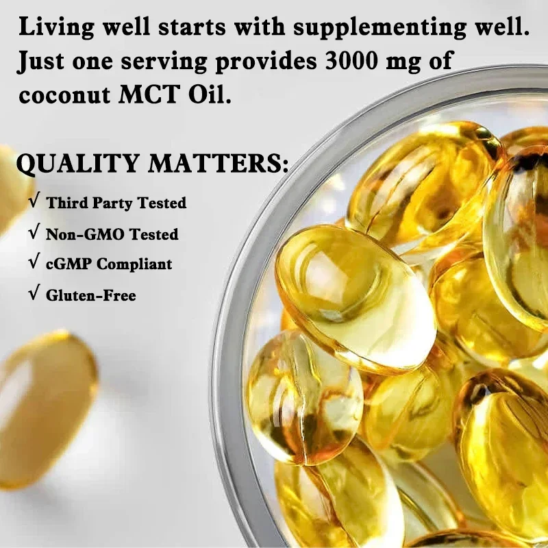 Organic MCT Oil 3000mg - Supports Energy and Endurance, Healthy Weight Management, Inflammation