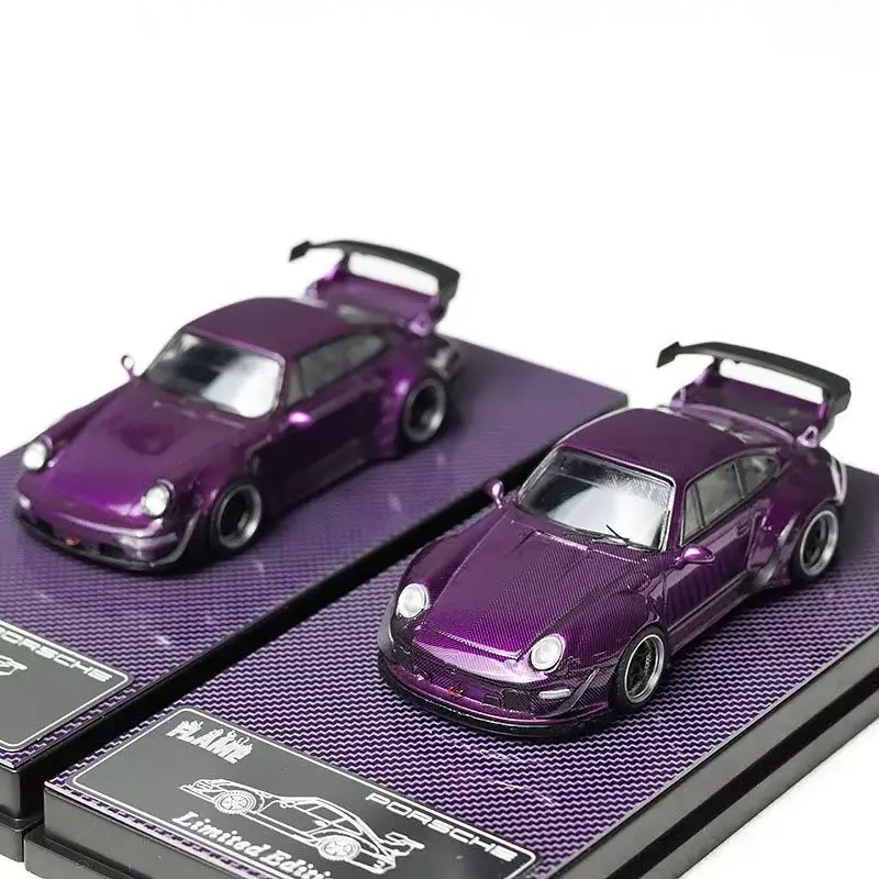 FLAME 1/64 RWB 993 964 퍼플 카본 파이버 합금 모터 차량 다이캐스트 모델 자동차 장난감 컬렉션 소년의 크리스마스 선물