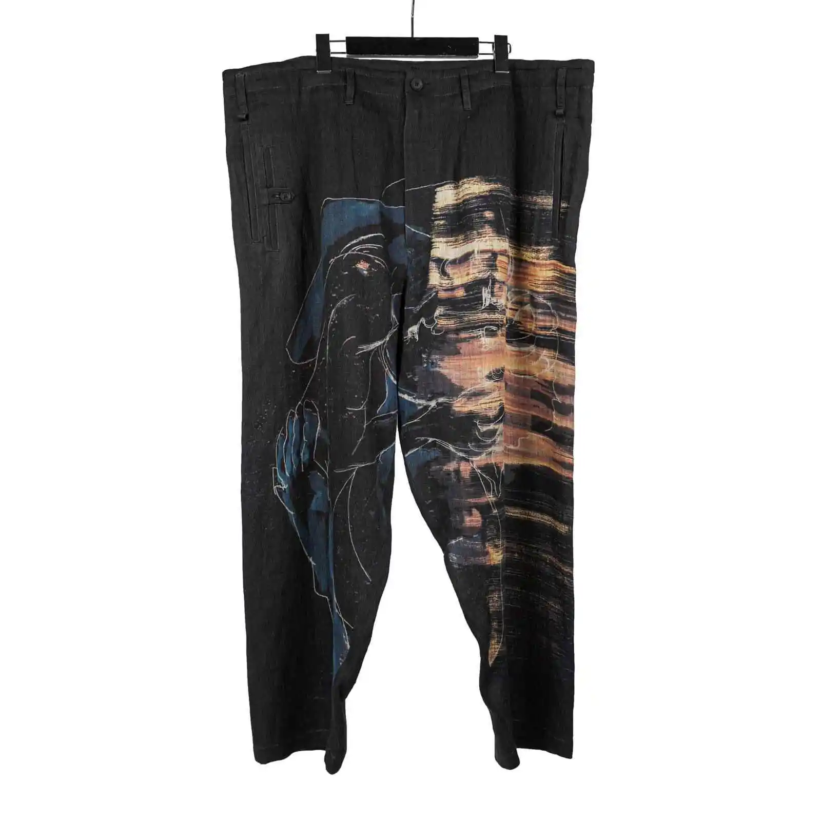 

TOP-YAMOTO Модные свободные прямые повседневные длинные брюки японского оригинального дизайна с черным принтом