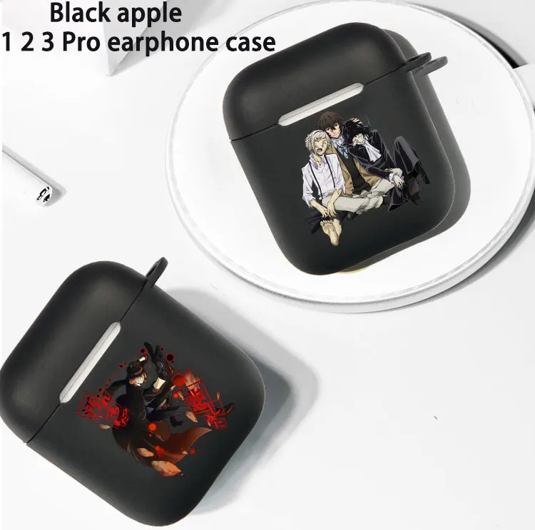 Anime Bungou Stray Dogs Dazai Osamu Soft silicone TPU Case For AirPods Pro2 1 2 3 Black Wireless Bluetooth Earphone Box Cover