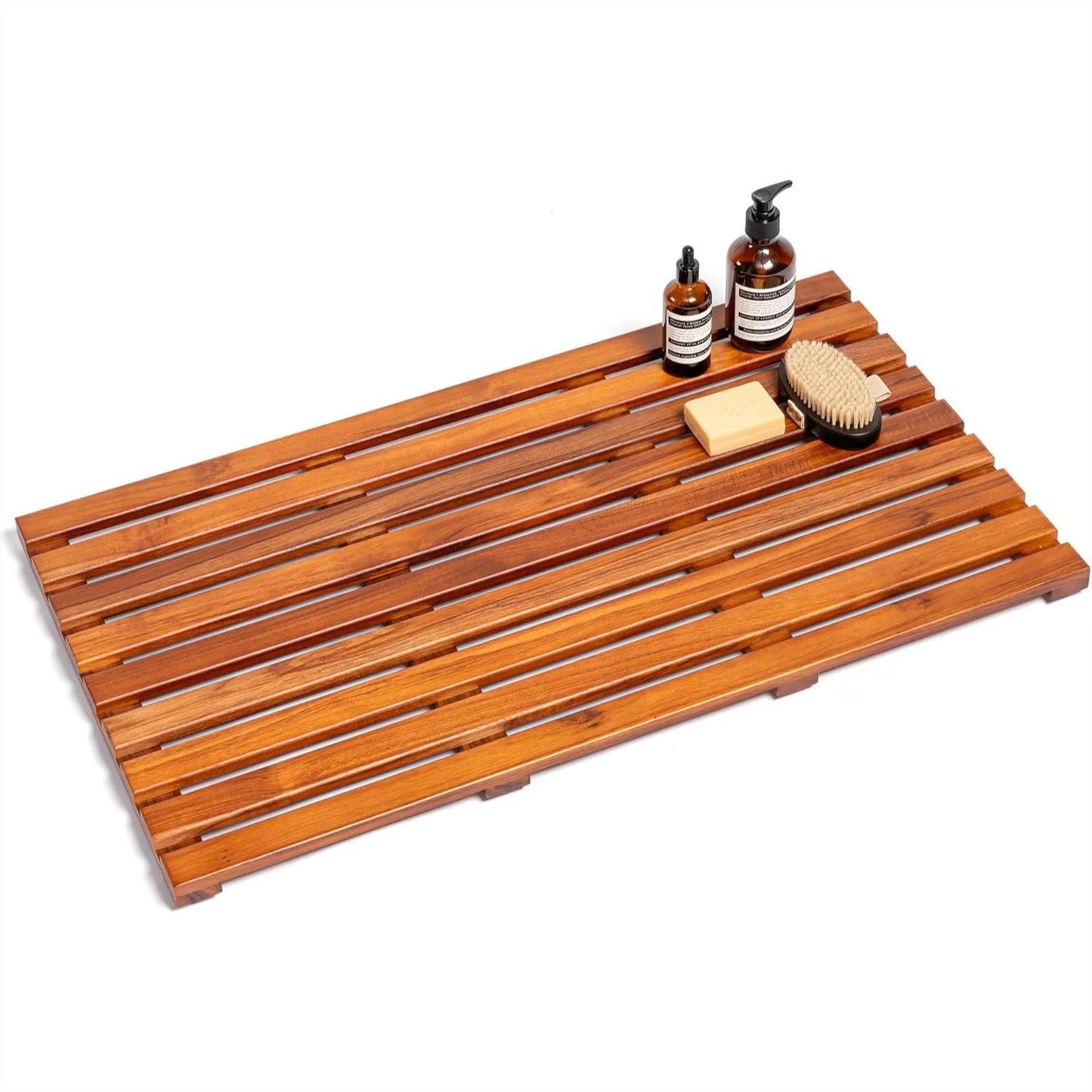 

Teak Bath Mat 32x18 Extra Large Solid Wood Shower Mat Non-Slip Fast-Drying Natural Teak Floor Mat for Tub Pool Spa