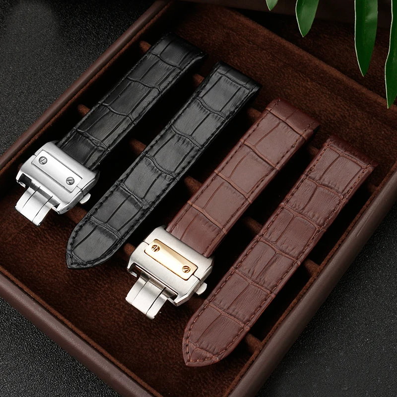 Watch accessories Band Genuine Leather watch strap For Cartier Santos 100 Men and Women Waterproof leather strap 20mm 23mm