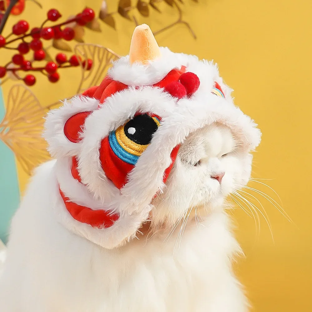 Cat Costume Cute Lion Dance Cat Wig Hat Cosplay Clothes Cap Dress Up Puppy Kitten Halloween Christmas Party Decoration Supplies