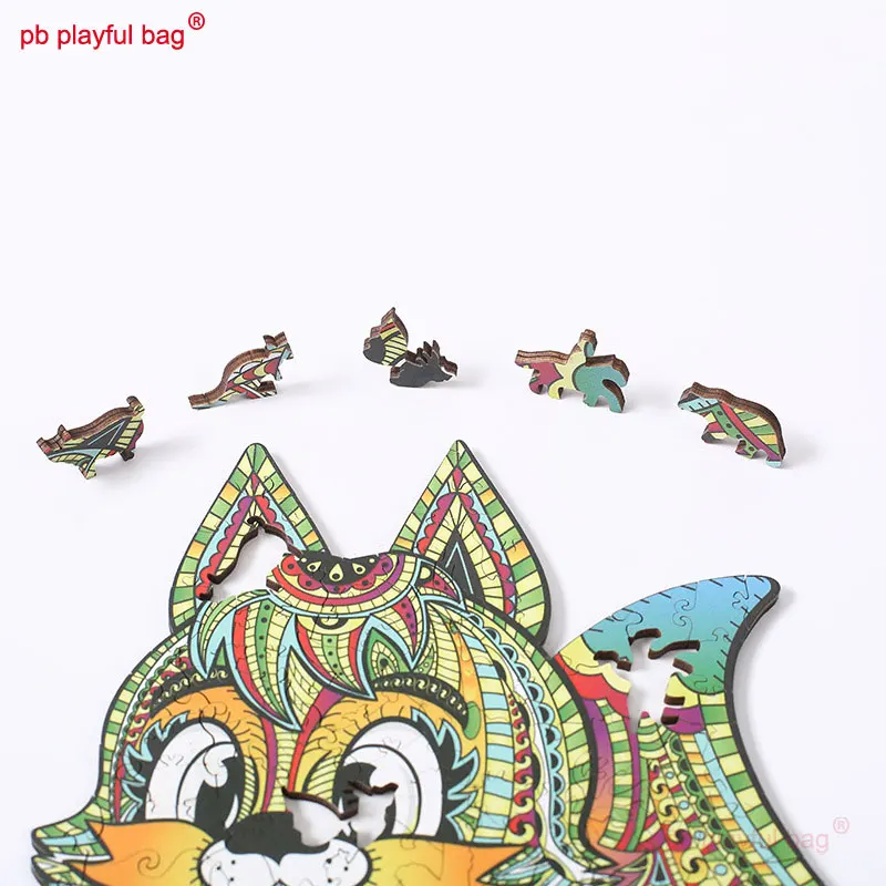 PB Playful Bag Wooden box Children's early education and intelligence 3D puzzle Wooden toys Cartoon animal squirrel gift UG224