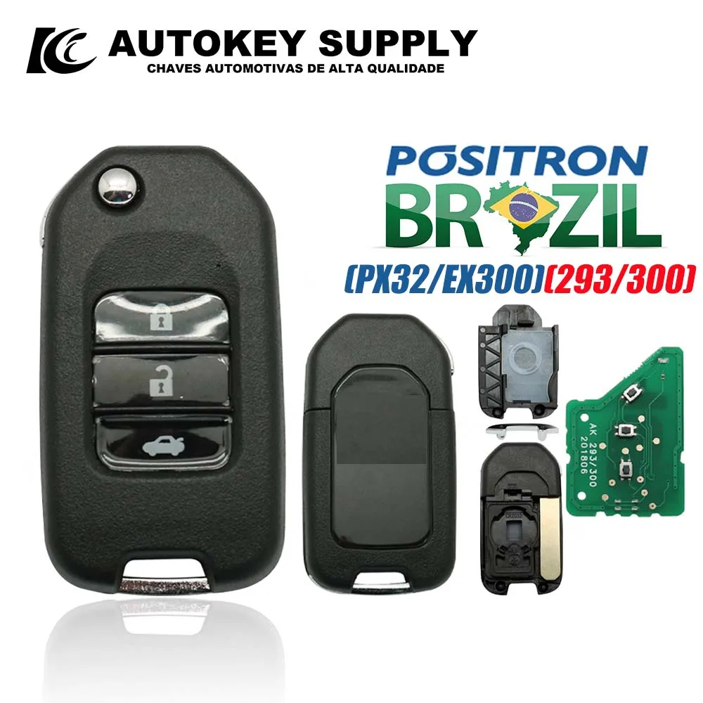 Autokeysupply Remote Car Key With Logo High-Quality Alarm System Double Program PX32 EX300 293 330 360  For  Brazil Positron