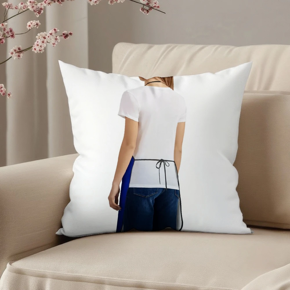 White T Shirt With Blue Apron And Jeans Print For Home Kitchen Cooking Baking Cafe Restaurant Work Uniform Decorative Pillow Cas