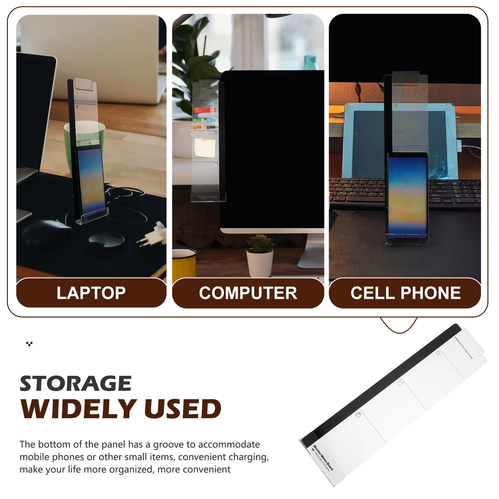 Conjunto de placa de memorando com suporte para telefone, 2 peças, monitor transparente, placa de mensagem para escritório, uso doméstico, mãos livres, observação de filmes