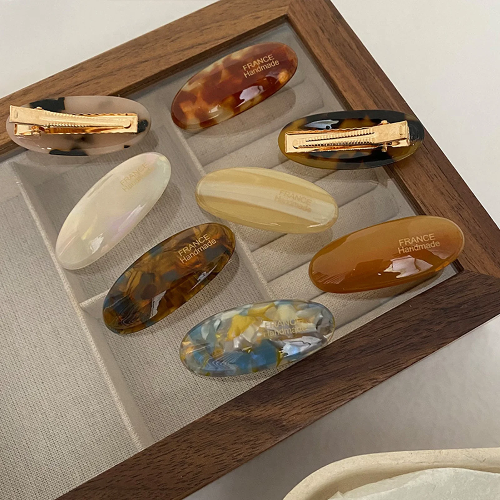 Haarspange im französischen Stil für Frauen, Retro, oval, Essigsäure-Haarspangen, schlicht, elegant, Mädchen-Haarspange, exquisiter Haarschmuck, 1 Stück