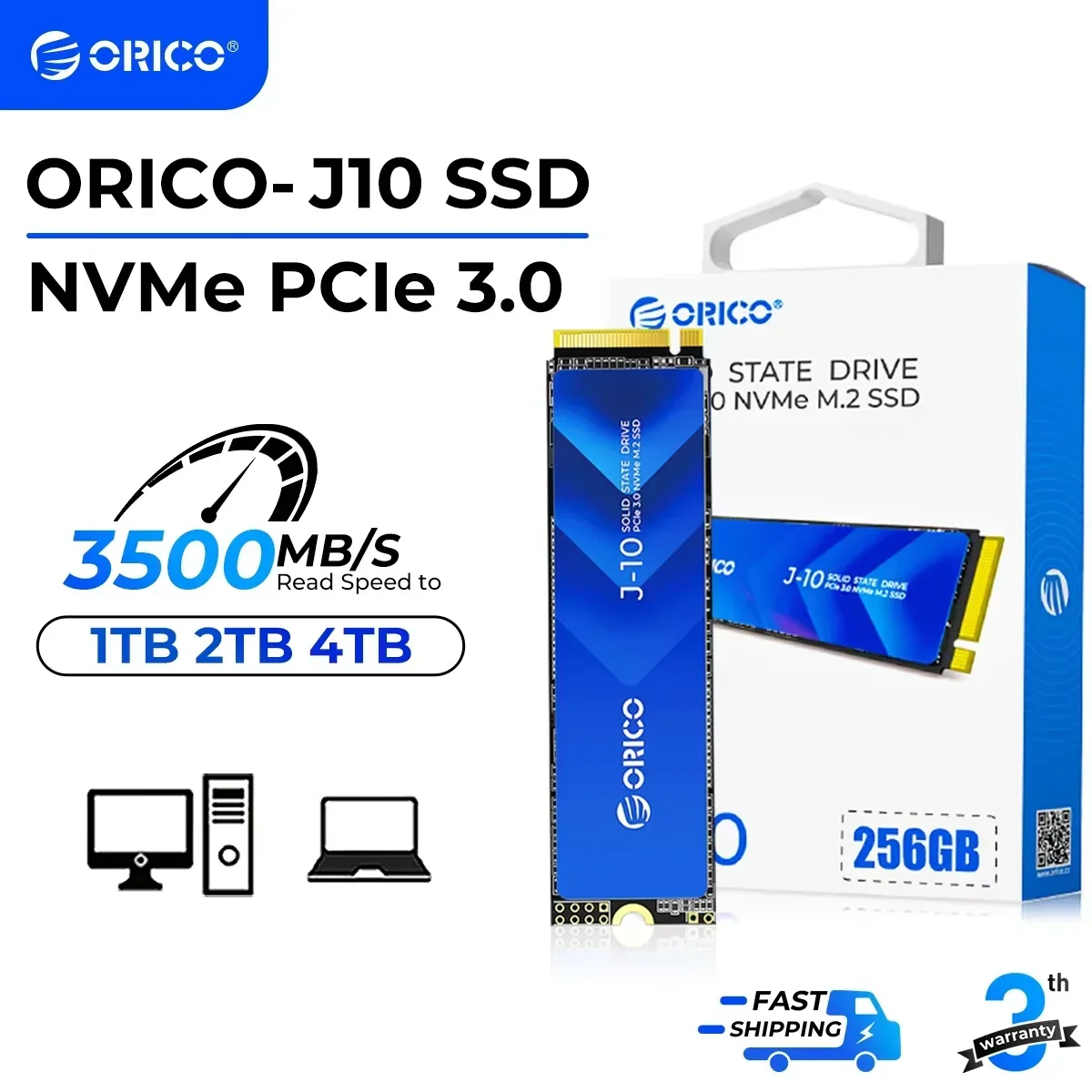 ORICO J10 M.2 NVMe SSD PCIe 3.0 SSD 3100MB/S M.2 M Key 2280 Internal Solid State Drive for Audio Editor 1TB 2TB 4TB