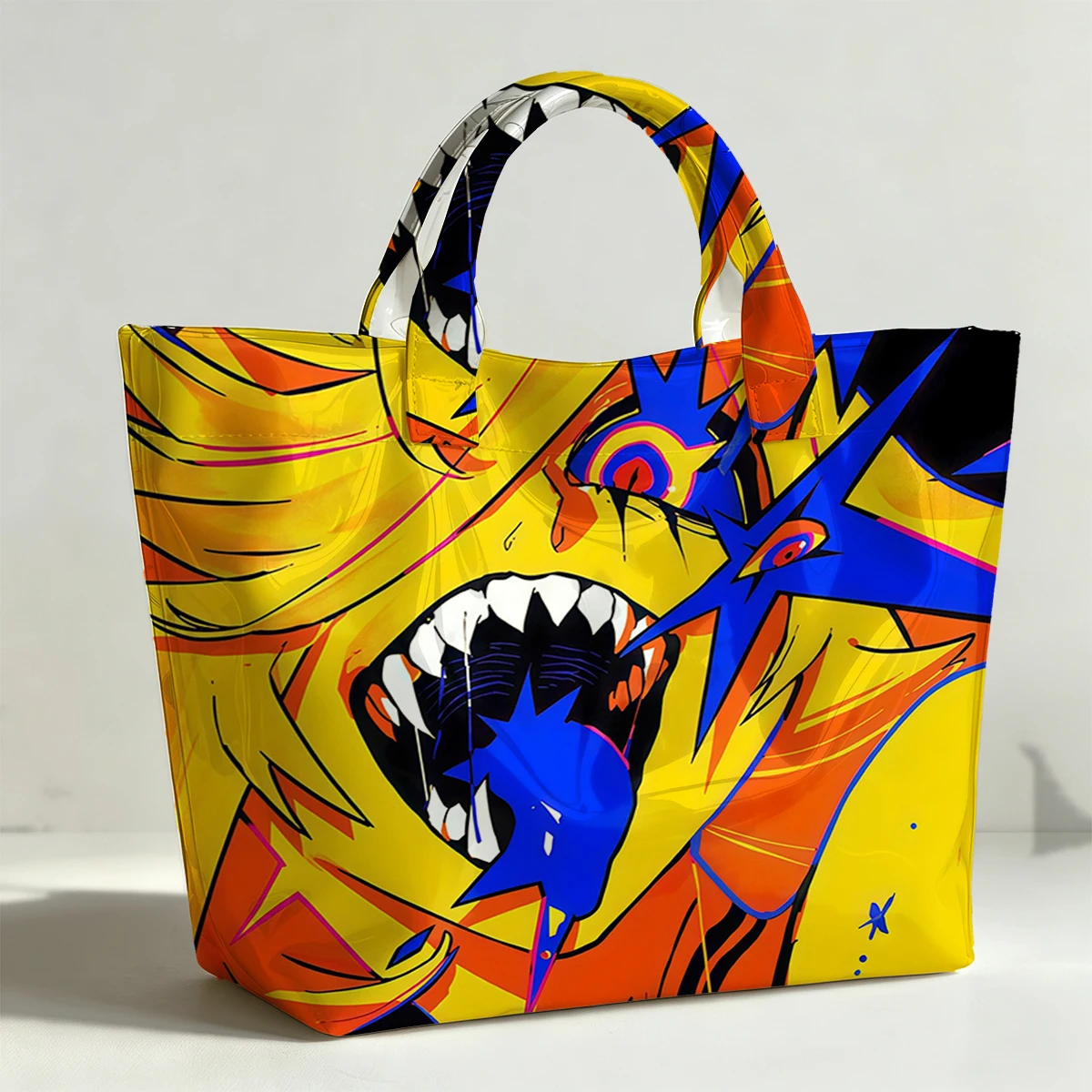 Star Devouring Girl PVC Tote Bag Waterproof Transparent Jelly Bag Beach Bag Tote Pouch Bow Handbags Storage Bag