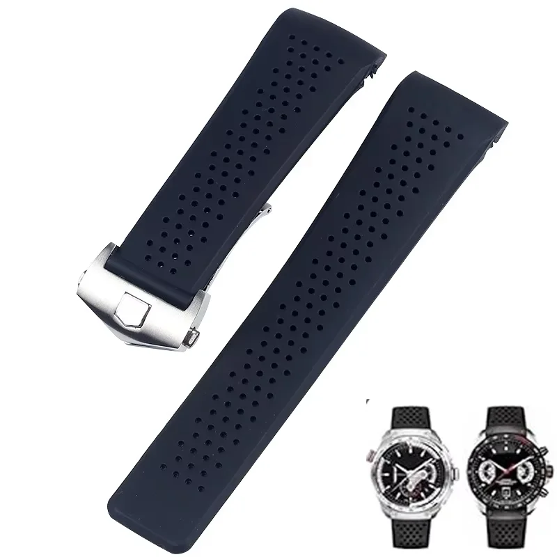 Watch Bracelet For TAG HEUER GRAND CARRERA AQUARACER Soft Silicone Wristband Men's Watc Strap Rubber Watch Band Chain 22mm 24mm