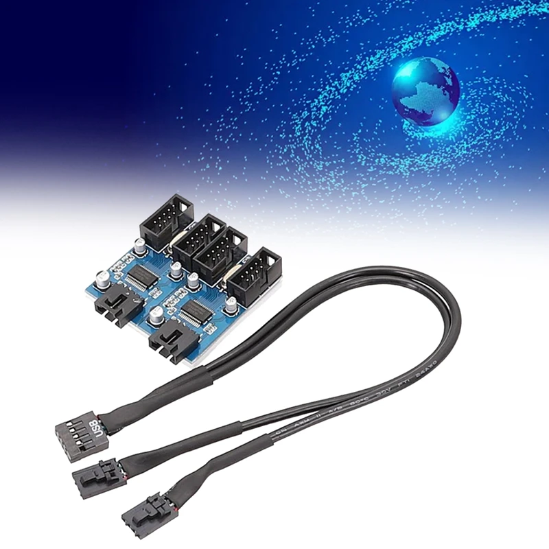 Extension Cable 1 To 4 Motherboard 9Pin USB2.0  9PIN To Dual 9PIN With Chip Support Multi-Interface Shared