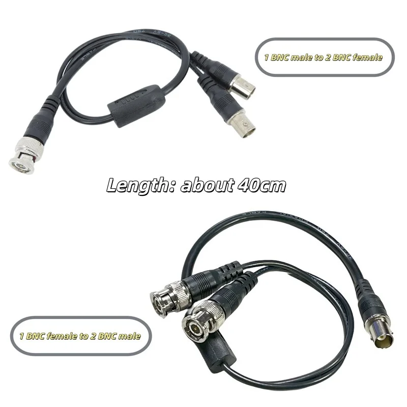 40cm 1 BNC Male to 2 way BNC female 1 female to 2 male Cable Q9 Cord Connector For Extension wire for CCTV Camera R23