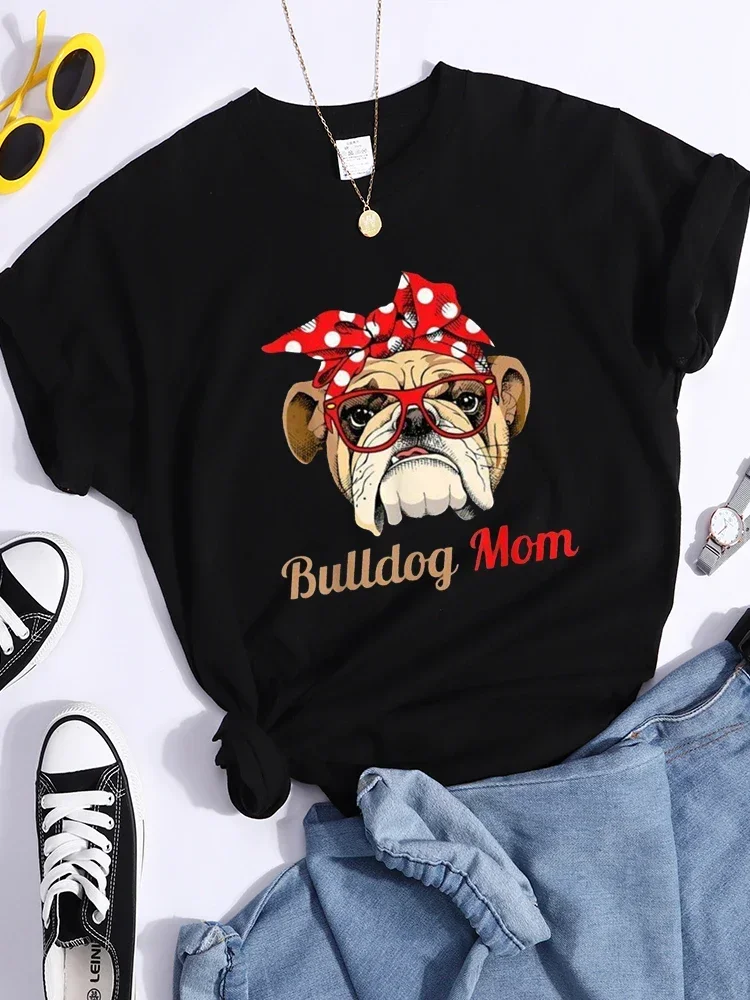 Beautiful Bulldog Mom Kawaii Print Cartoons Tshirt Women Hip Hop Summer T Shirt Street Casual Crop Top Cool Breathable Tshirts