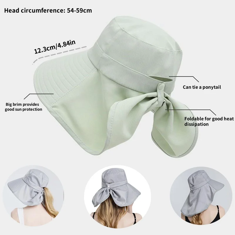 Wide Brim Sun Hat Women Anti-UV Protection Outdoor Hiking Fisherman Cap Fold Summer Beach Hat Neck Protection Sun Visors - view 5