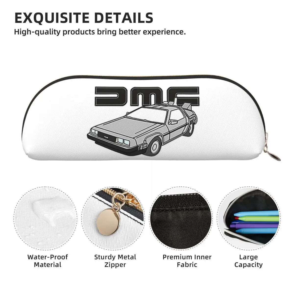حافظات أقلام رصاص DMC Delorean، حقيبة تخزين أدوات مكتبية، صندوق تخزين كبير، حقيبة أقلام رصاص لمدرسة الأولاد والبنات