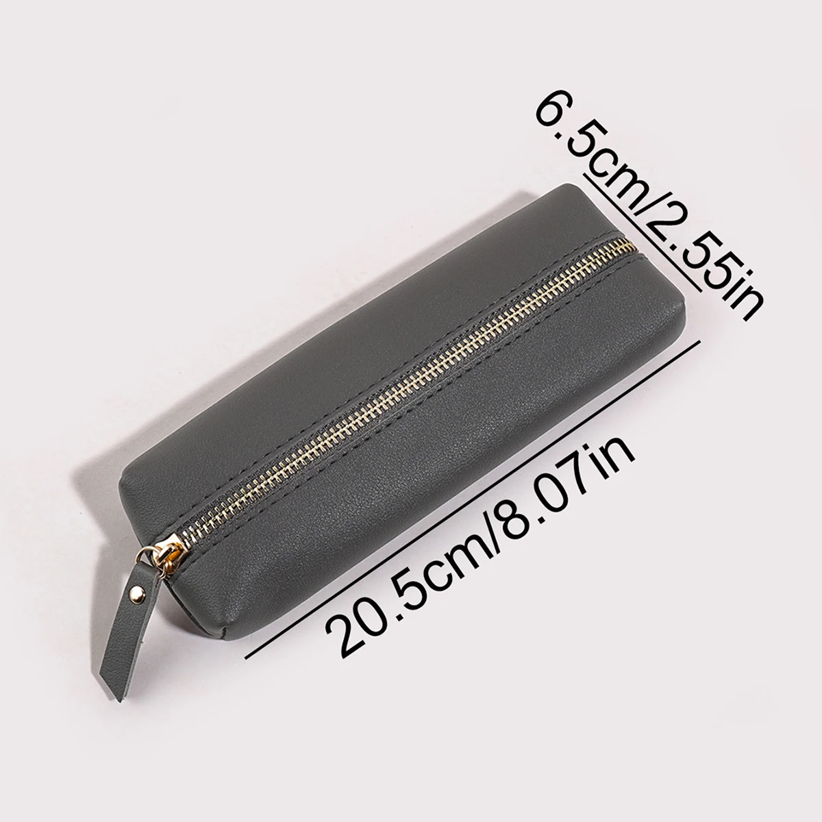 Simple Leather Pencil Case Lychee Texture Zipper Storage Bag Multiple Colors Practical Gift For Adult Office School Stationery