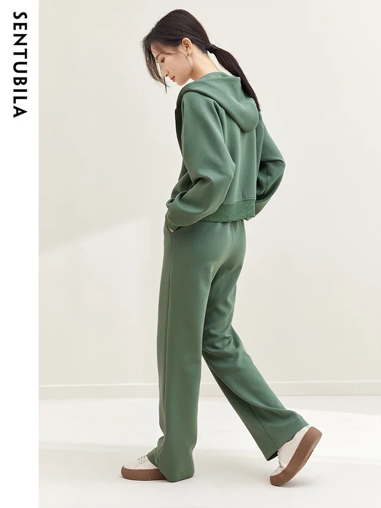 SENTUBILA 3 Pieces Autumn Casual Tracksuit Pant Sets for Women 2024 Hoodies Sweatshirt Jacket Vest Top Sweatpants Set 143Z58002X