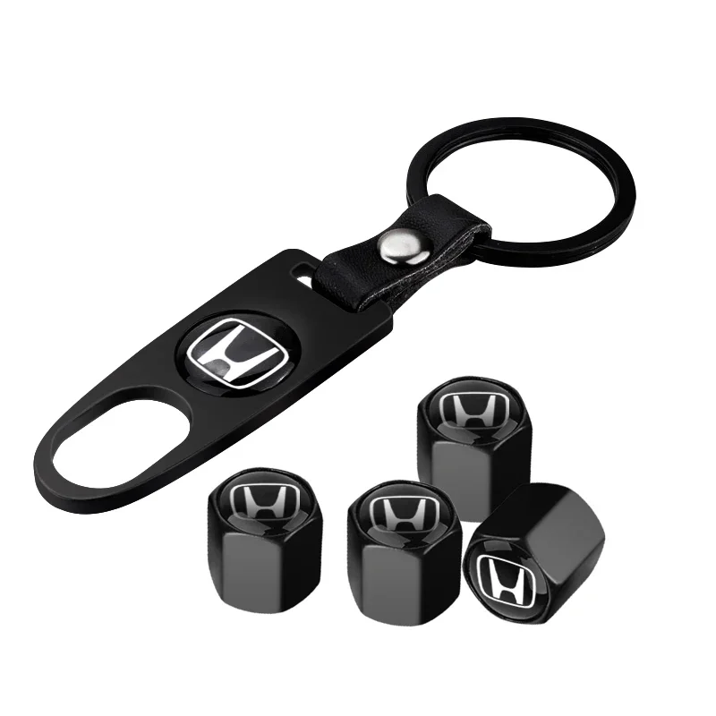 Car Tire Valve Cap Wheel Stem Cover with Wrench KeyChain For Hondas Crosstour JADE CRZ Spirior Typer Vtec Civic Auto Accessories