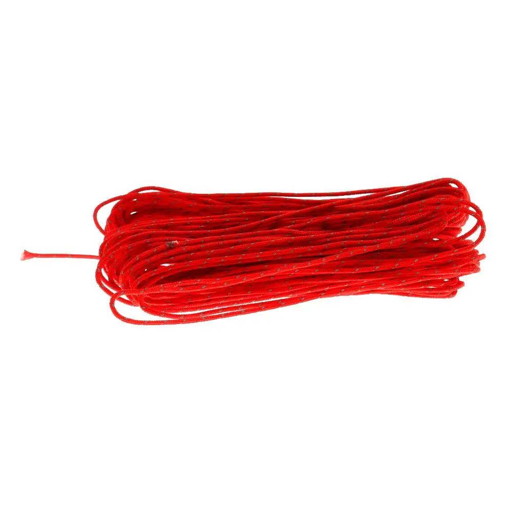 Reflective Paracord Red Nylon Tent Rope Durable Camping Guyline Night Visible String for Canopy Awning Luggage