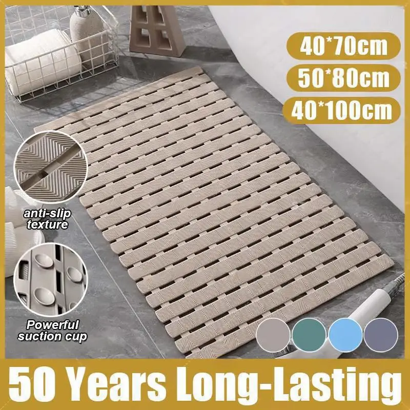 Non-slip Bathroom Mat PVC Non Slip Mat Bath Floor Shower Drainage Quickly Dry Carpet Waterproof