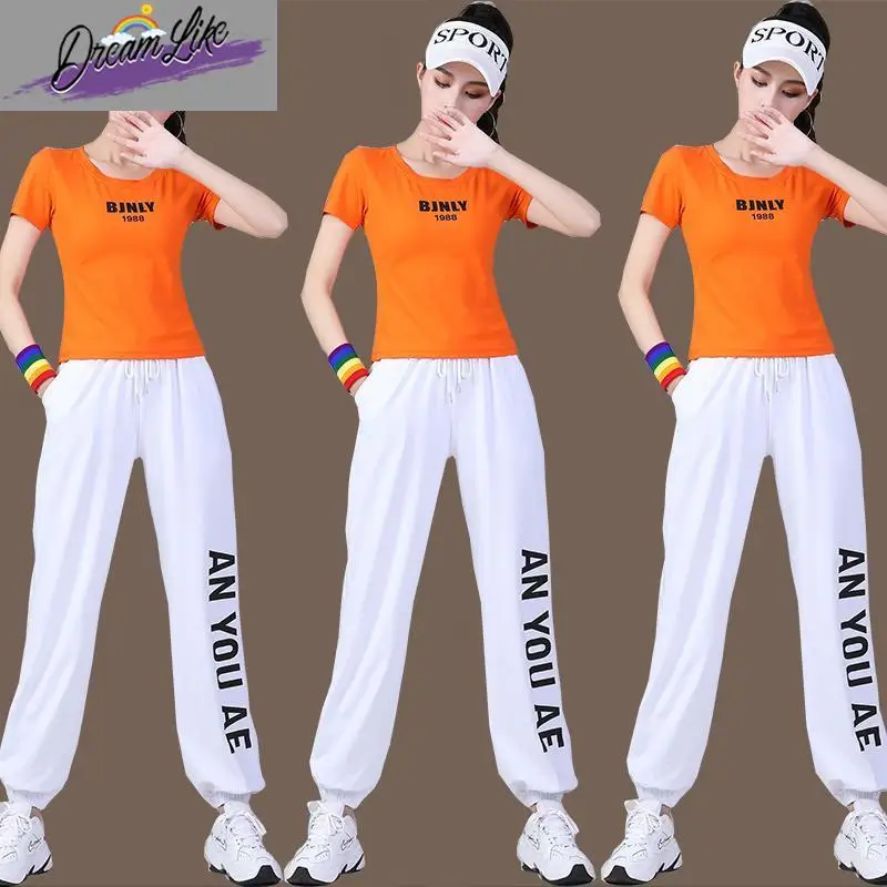 

New Women's Square Dance Fitn Sportswear Cotton Blend Vest And Skirt Set Summer Collection Tang Suit Stage Costume