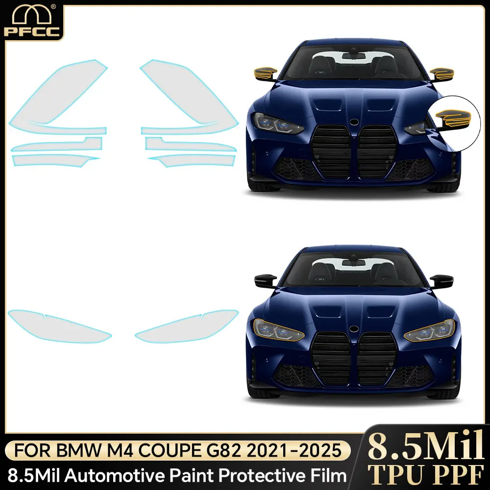 

for BMW M4 Coupe G82 2021-2024 Headlight Film Paint Protection Film Precut Car Clear Black Bra Transparent PPF TPU Rearview