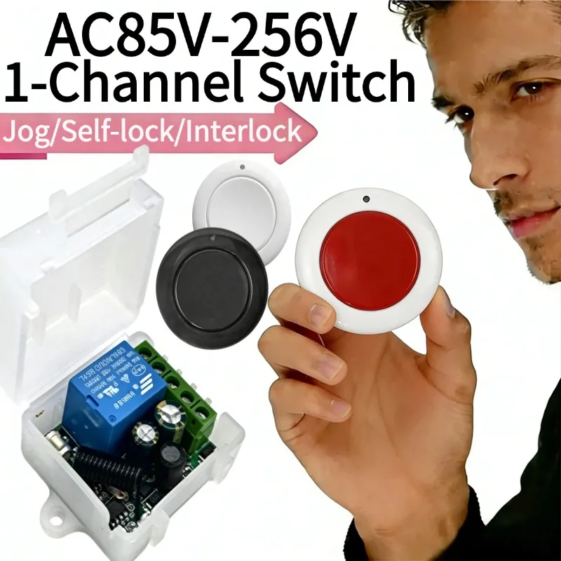 

RF 433MHz Wireless Light Switch 220V 110V 10A Relay Controlle Mini Round Button Wall Panel Switch Remote Control For LED Lamp