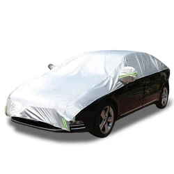 Half Car Cover Rainproof Oxford Dustproof Snowproof Car Body Cover Sun UV Protection Exterior Car Protector Cover for Sedan SUV