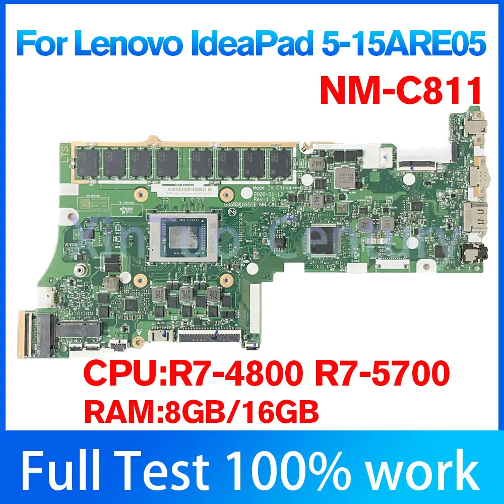 NM-C811 For Lenovo IdeaPad 5-15ARE05 Laptop Motherboard GS55D&GS55E NM-C811 With R7-4800U 16GB-RAM 100% tested work