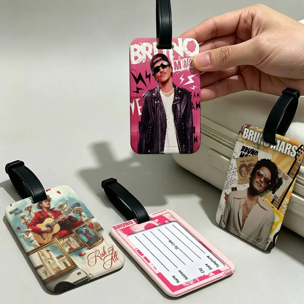 Singer B-Bruno M-Mars Album  Lightweight Anti lost PVC Luggage Tag Removable Info Card Sleeve Backpack Travel Accessory