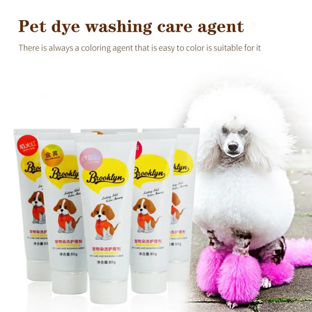 80g Pet Dog Cats Hair Color DIY Dye Agent Colorful Dog Hair Bright Coloring Dyestuff Pigment Semi Permanent Dye Cream for Puppy