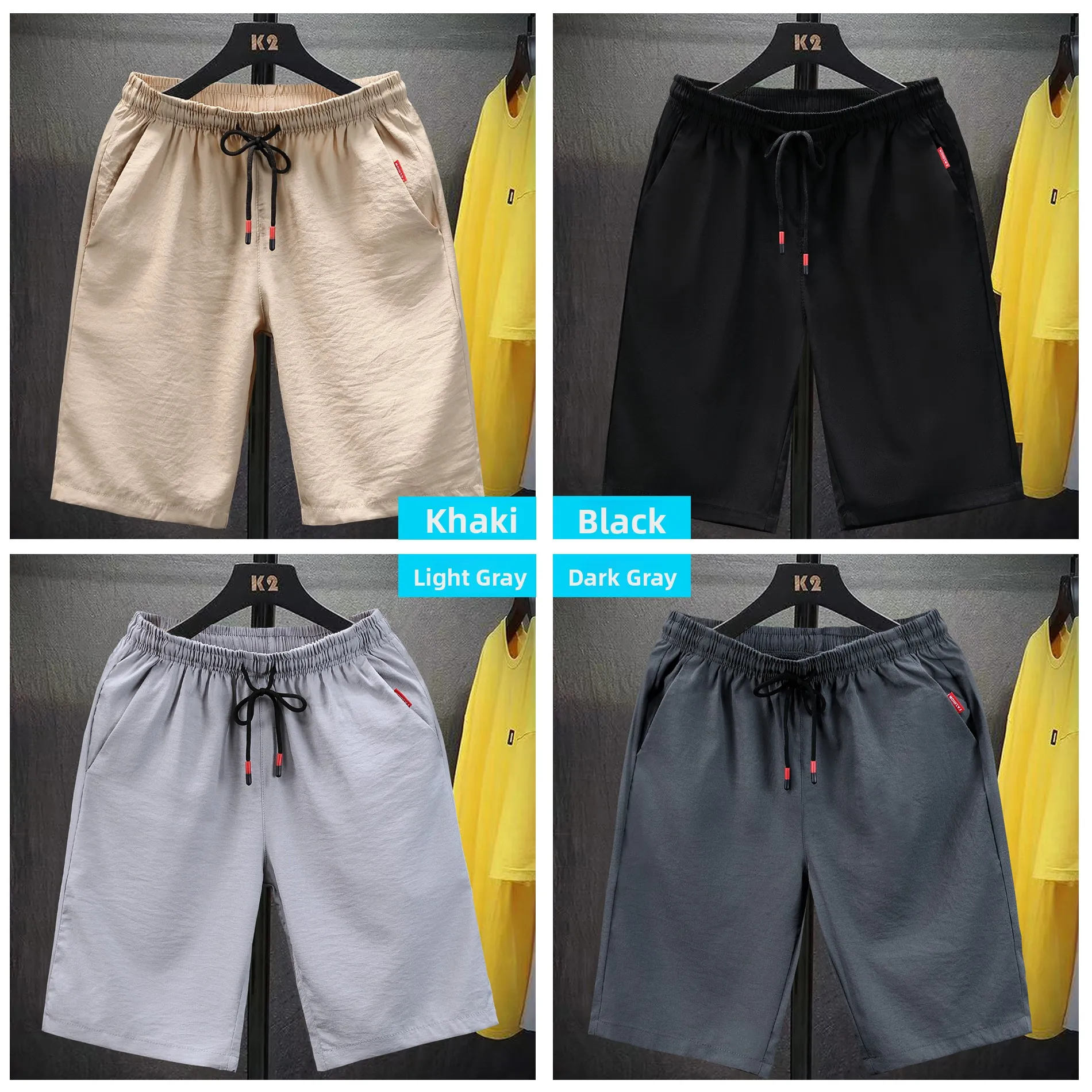 

Men's Summer Thin Loose Casual Sports Beach Five-Point Pants Big Boxer orts ort orts Comfortable Breathable Fai...