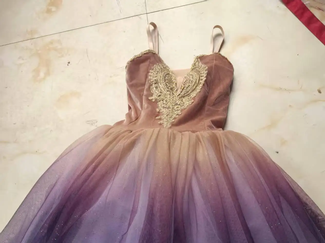 Gradient Purple Ballet Dress For Kids Girls Long Tutu Ballet Classical Dance Ballerina Children's Clothing Party Dresses Woman