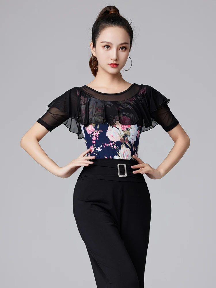 Haut de danse latine pour femmes, vêtements de Performance longs Sve Me, respirant, support National, été et automne, nouvelle collection 2025