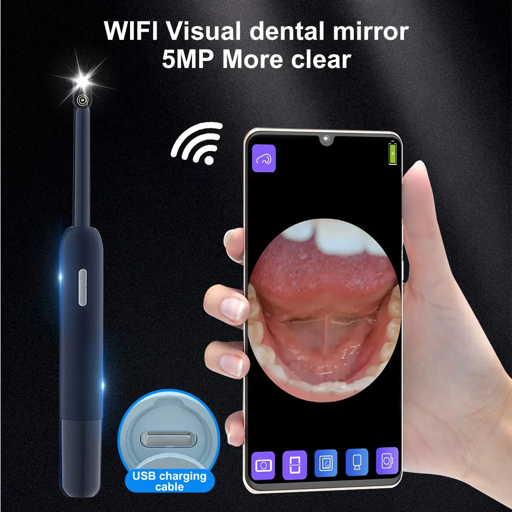 

5MP HD Wireless Intraoral Camera WIFI Dental Endoscope IP67 Waterproof 1920P HD Inspection Tool with 7 LED Lights for Oral Care