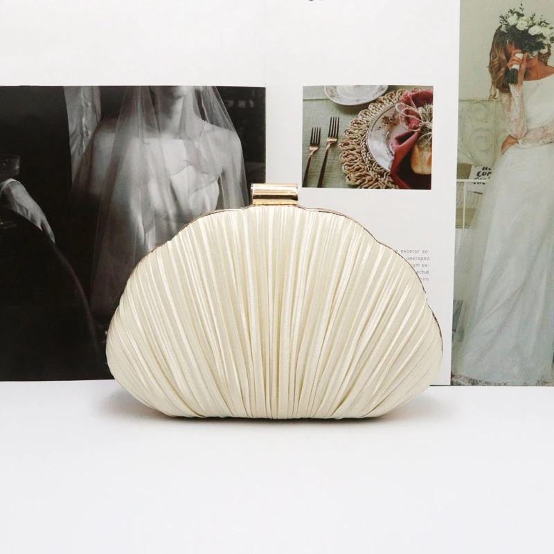 

H3CB Evening Bag Seashells Clutches Purses for Women Wedding Party Handbag Crossbody Shoulder Bag with Detachable Chain