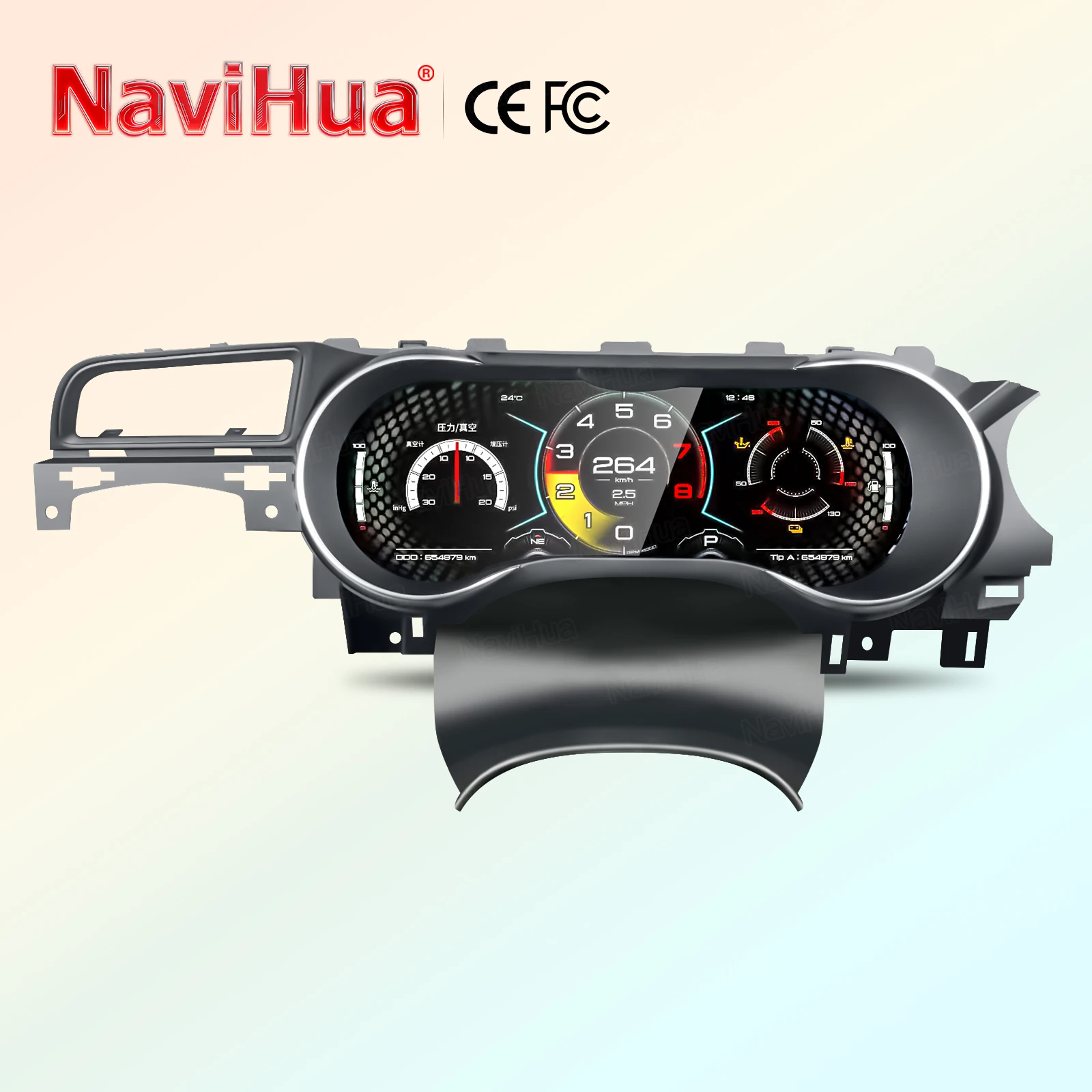 Navihua عداد السرعة التلقائي لوحة القيادة لينكس Vietual قمرة القيادة لفورد موستانج 2015-2024 LCD لوحة القيادة شاشة السيارة