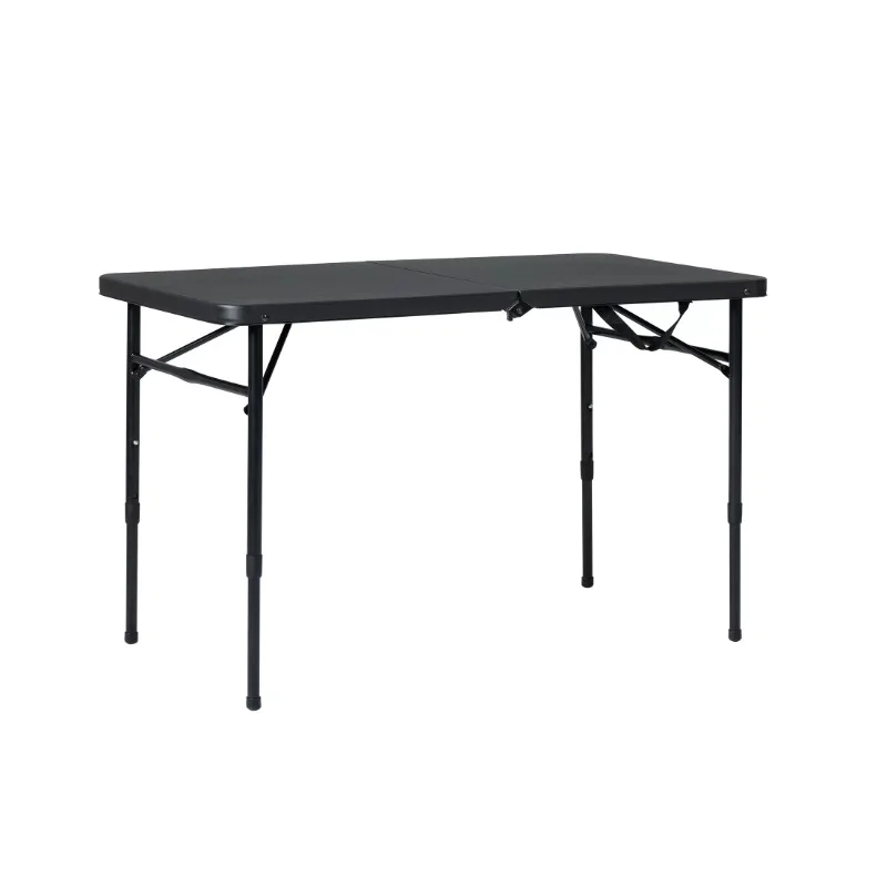 

40"L x 20"W Plastic Adjustable Height Fold-in-Half Folding Table, Rich Black