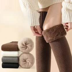 Women Socks Winter Warm Long Stockings Thick Thermal Cotton Terry Solid Harajuku Breathable Thicken Casual Over Knee High Socks
