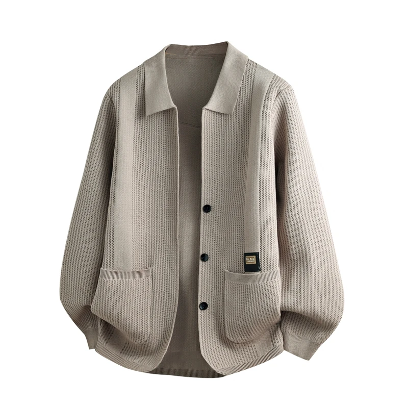

Autumn Winter New Sle Casual Striped Knitted Cardigan Button up Loose Sweater Outerwear Polyester Fiber Men's Faion