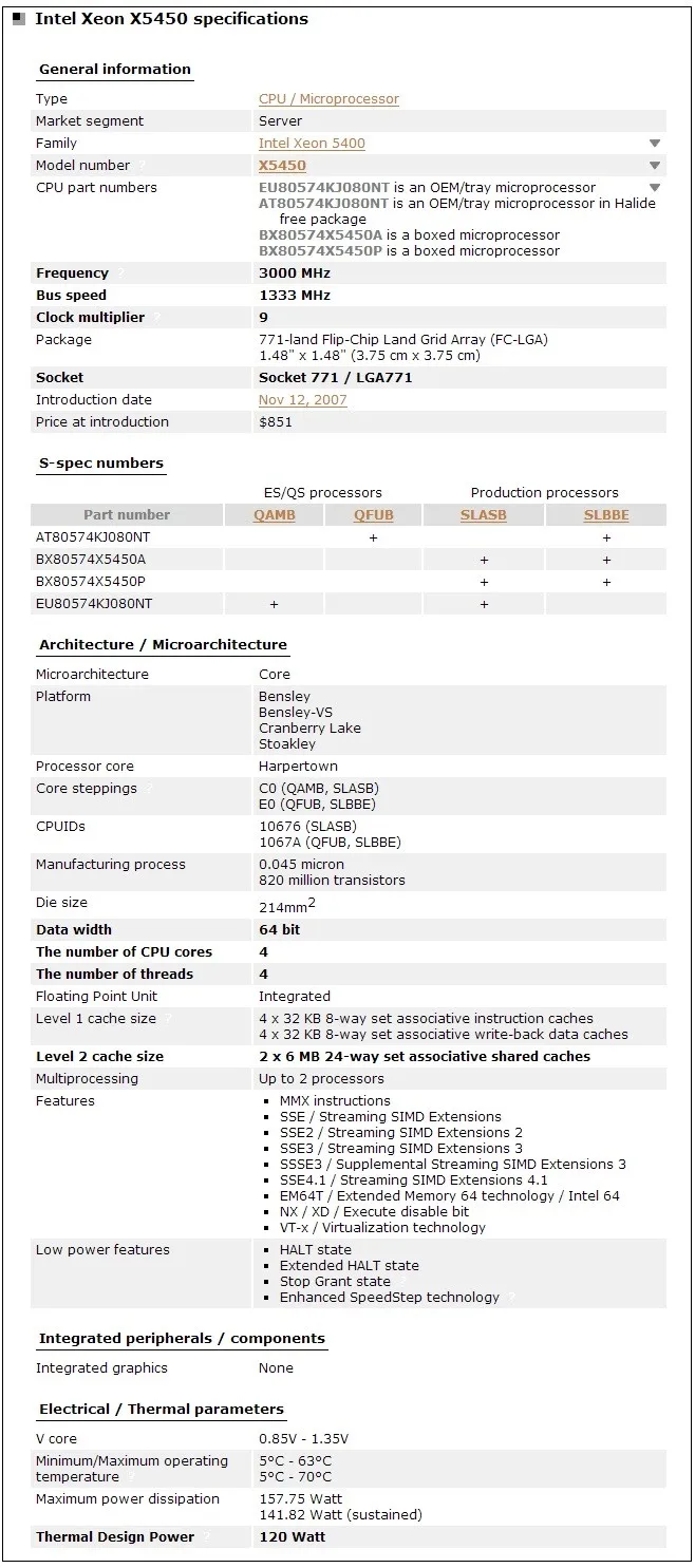 Xeon X5450 Processor 3.0GHz 12MB 1333MHz SLBBE SLASB Close to Core 2 Quad q9650 works on LGA775 motherboard