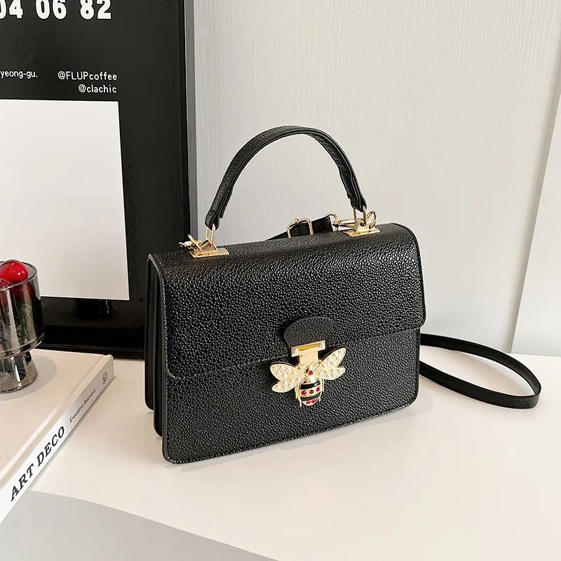 

Роскошная маленькая квадратная сумка 2025 - сумка через плечо с узором личи, универсальная женская сумка в европейском стиле в стиле ретро