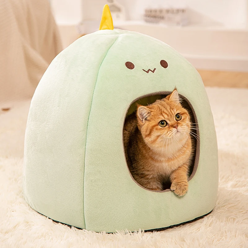 

Cute Cat Bed Enclosed Cats Cave House Kitten Soft Lounger Cushion Small Dog Cozy Sofa Tent Pet Basket Cat Pillow Mat For Cat Bed