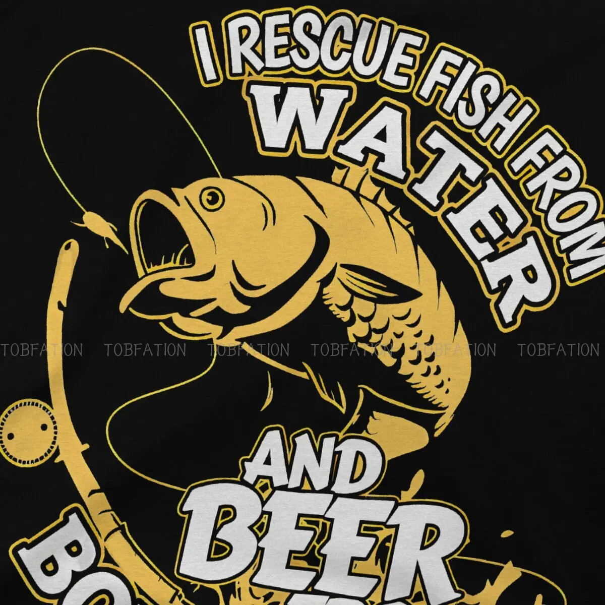 Fishing Newest TShirt for Men Rescue Fish And Beer Round Neck Pure Cotton T Shirt Distinctive Gift Clothes Tops