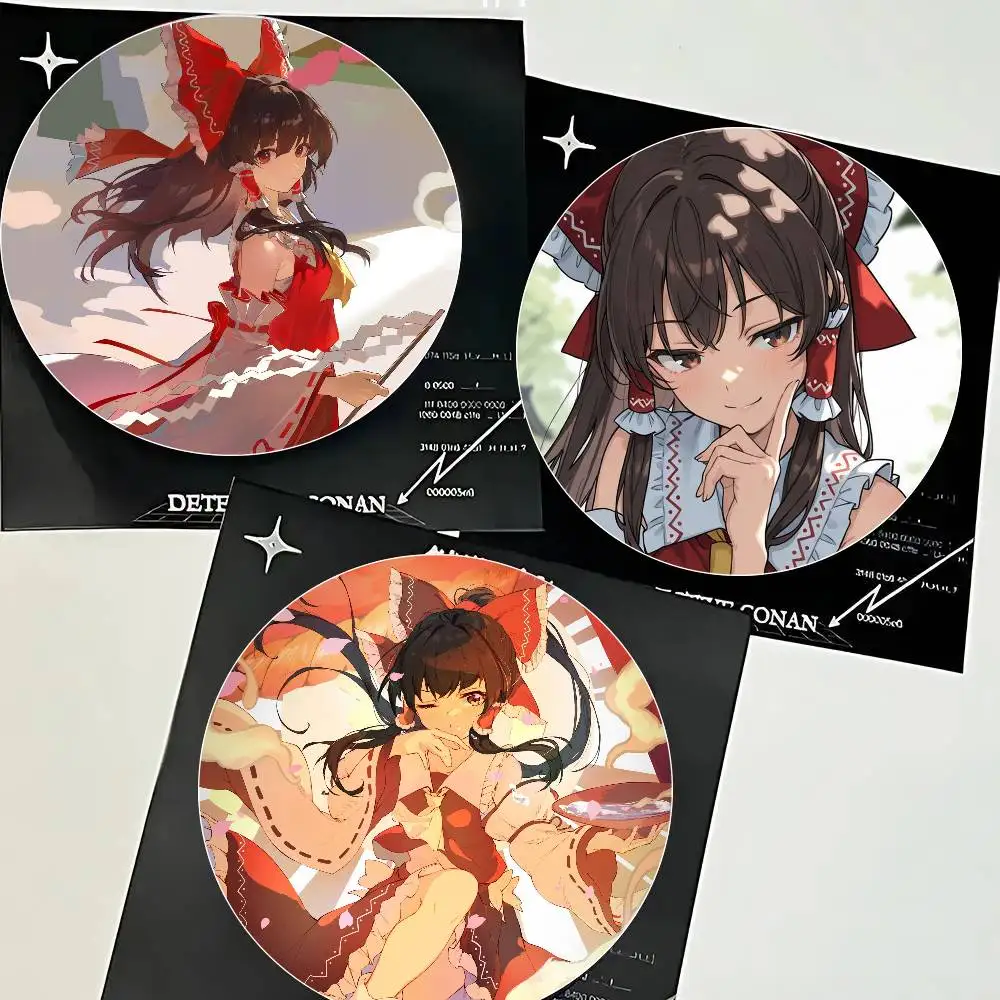 Reimu Hakurei Anime Touhou Round Badge Lapel Pins For Backpacks Briefcase Laser Brooch Clothes Gifts