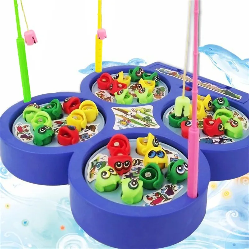 Jouet de pêche pour enfants jeu de pêche rotatif électrique 4 ensemble d'assiettes de poisson jouets de sport de plein air magnétiques pour enfants cadeaux Jogo Pesca